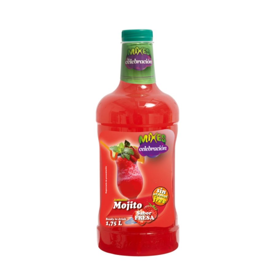 1.75-liter bottle of non-alcoholic strawberry Mojito by Mixes La Celebration manufactured by Industrias Espadafor