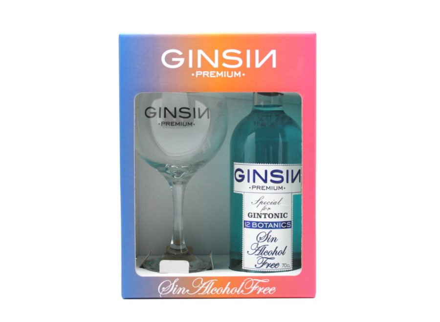 estuche de ginsin 12 botanics, formato especial de botella con copa oficial de ginsin premium. en caja especial