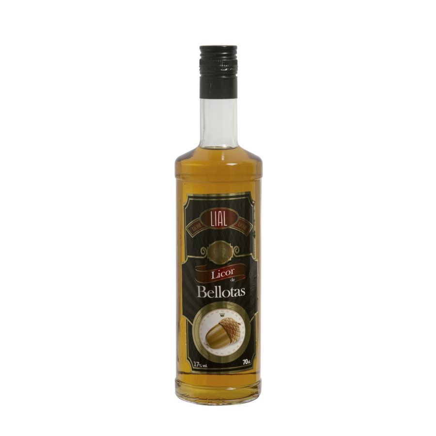 Botella de 70cl de licor de bellota marca LIAL, fabricado en Granada, España, en stock listo para enviar.