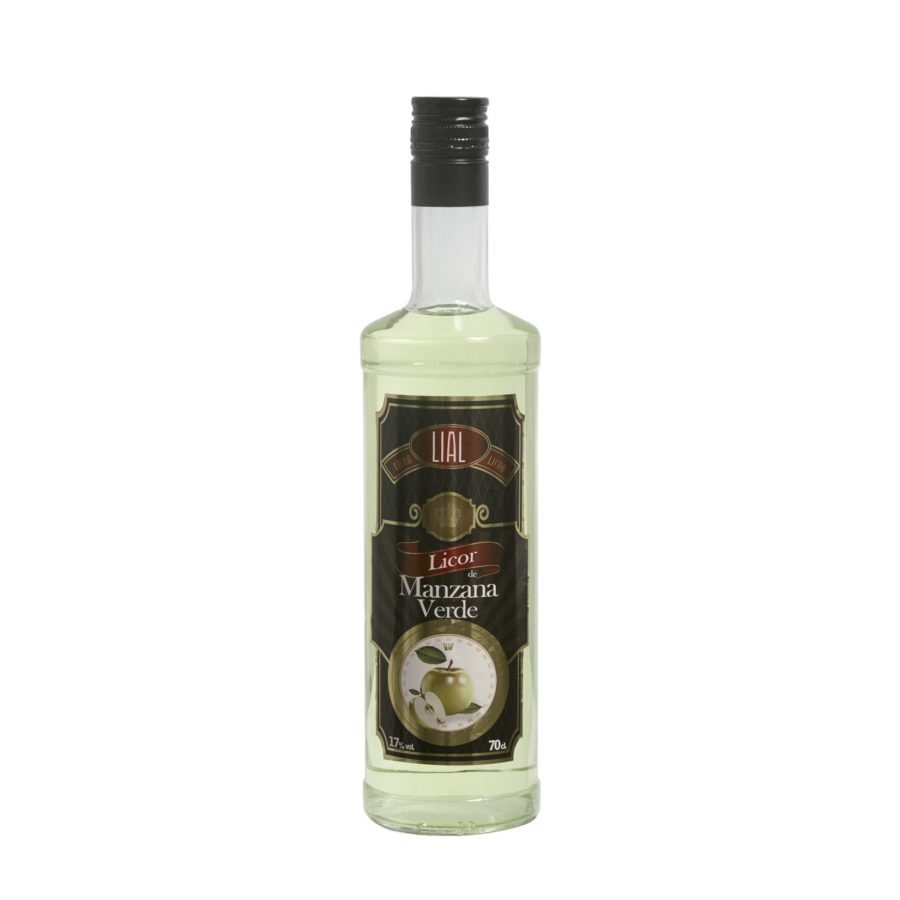 Botella de 70cl de Licor de Manzana Verde marca LIAL en stock listo para comprar. Producto Hecho en Andalucía.