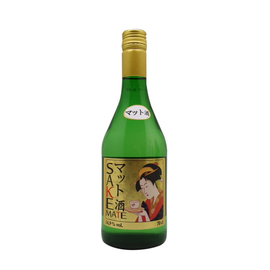 Botella de 70cl de licor de Sake Mate, producto fabricado en Granada, España, en stock listo para enviar